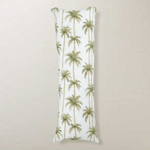 Tropical Green White Palm Trees Body Cushion