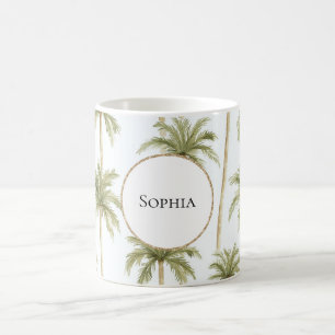 Tropical Green White Palm Trees   Coffee Mug