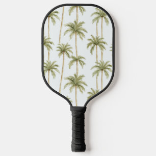 Tropical Green White Palm Trees Pickleball Paddle