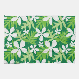 Tropical Green White Tea Towel