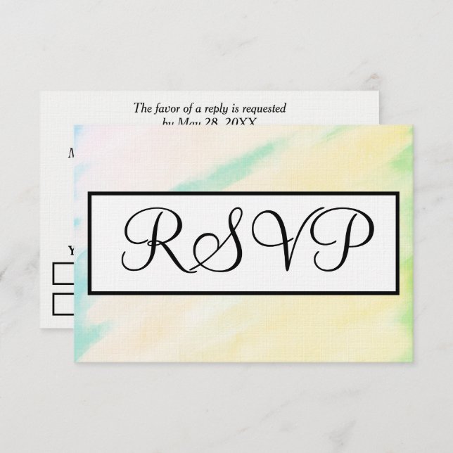 Tropical Green Yelllow Wedding Watercolor RSVP (Front/Back)