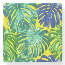 Tropical Green Yellow Blue Summer Leaves