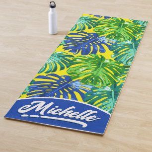 Tropical Green Yellow Name Jungle Leaves Yoga Mat