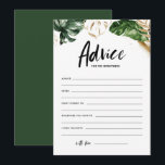 Tropical Greenery Advice for the Newlyweds Wedding Card<br><div class="desc">Write your advice and well wishes for the newlyweds with this customisable wedding advice card. It features watercolor illustration of tropical leaves, black and gold foil brushstrokes and modern calligraphy. Personalise by adding back texts. This tropical wedding advice card is perfect for tropical and summer couples showers, weddings, engagements and...</div>