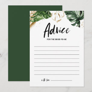Tropical Greenery and Gold Foil Bridal Shower Advice Card