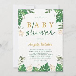 Tropical Greenery Baby Shower Invitation