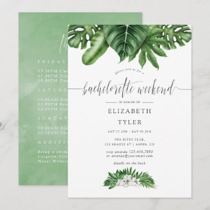 Tropical Greenery Bachelorette Weekend Itinerary Invitation
