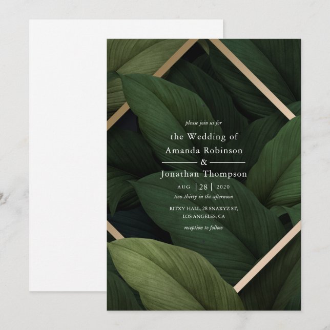 Tropical Greenery Beach Wedding Invitation (Front/Back)
