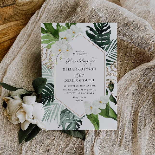 tropical greenery botanical frame wedding invitation (Creator Uploaded)