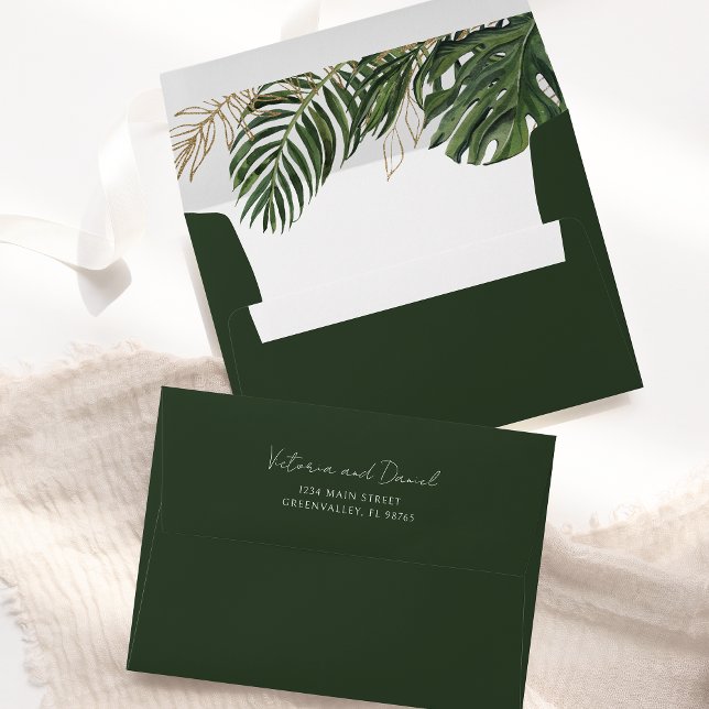 Tropical Greenery Botanical Summer Boho Wedding Envelope (Creator Uploaded)