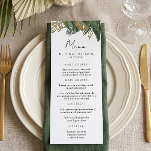 Tropical Greenery Botanical Summer Boho Wedding Menu