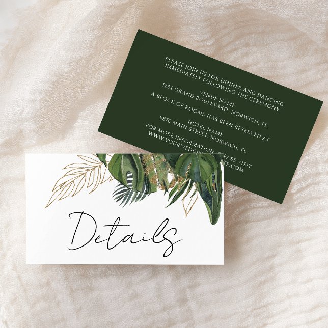 Tropical Greenery Botanical Summer Wedding Details Enclosure Card (Creator Uploaded)