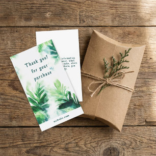 Tropical Greenery botanical Thank You Packaging Enclosure Card