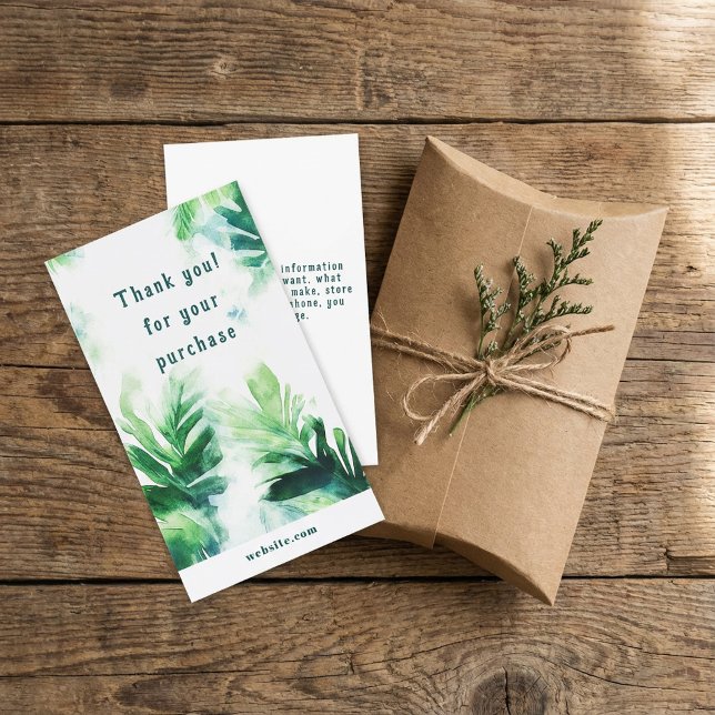 Tropical Greenery botanical Thank You Packaging Enclosure Card (Tropical Greenery botanical Thank You Packaging Enclosure Card.)