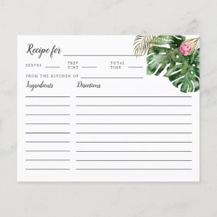 Tropical Greenery Bridal Shower Recipe Card