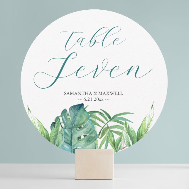 Tropical Greenery Destination Wedding Table Cards (table number card filipiniana wedding theme)