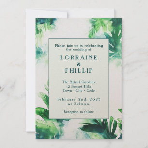 Tropical Greenery Elegant Botanical leafy green Invitation