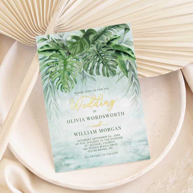 Tropical Greenery Elegant Gold Foil Wedding (Creator Uploaded)
