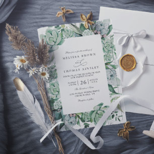 Tropical Greenery Elegant Modern QR Code Wedding Invitation