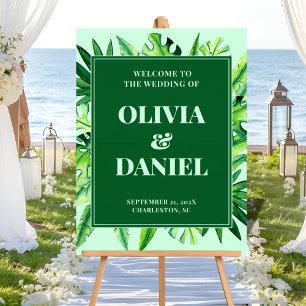 Tropical Greenery Entry Sign Display