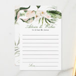 Tropical Greenery Floral Advice Card<br><div class="desc">Tropical theme advice cards features a watercolor motif of greenery,  soft pink exotic flowers and gold accents. Perfect for an elegant beach,  destination or luau themed wedding or bridal shower. Several sizes to choose from. Customise the wording in your choice of fonts and colours.</div>