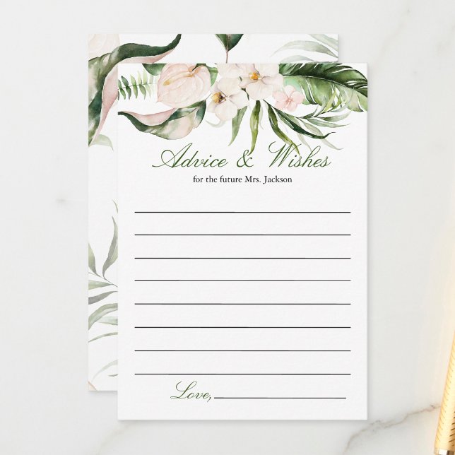 Tropical Greenery Floral Advice Card (Creator Uploaded)