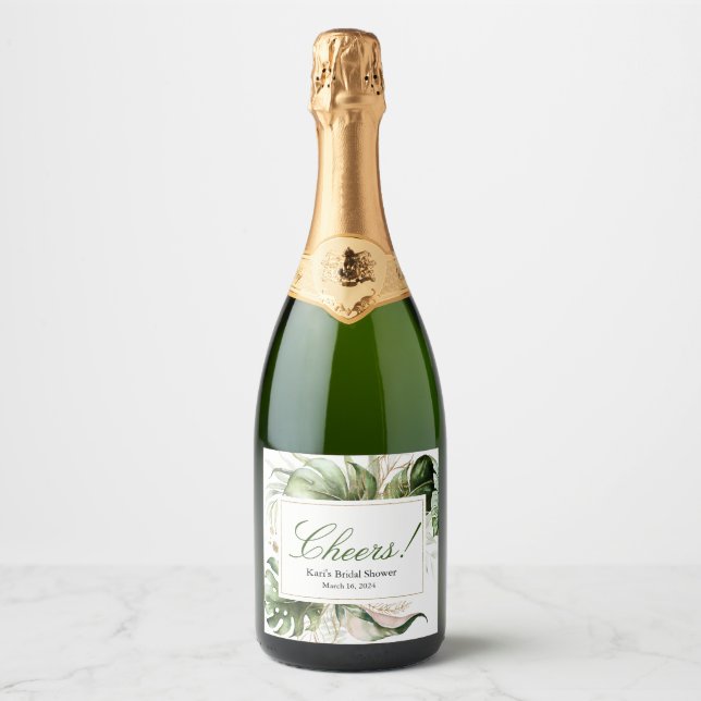 Tropical Greenery Floral Bottle Label (Front)