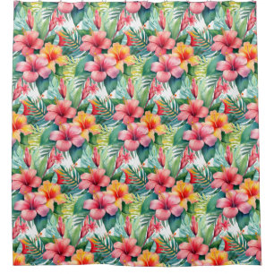 Tropical  Greenery Floral  Shower Curtain