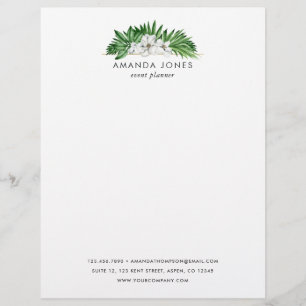 Tropical Greenery Foliage Custom Letterhead