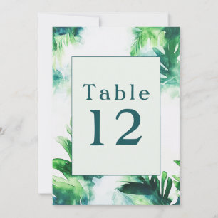 Tropical Greenery fun Table Number Cards