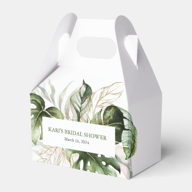 Tropical Greenery Gable Favour Box (Front Side)