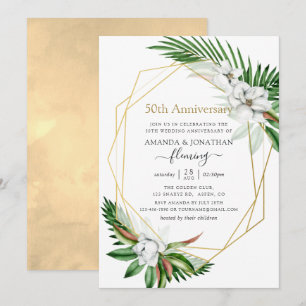Tropical Greenery Geometric 50th Anniversary Invitation