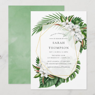Tropical Greenery Geometric Bridal Shower Invite