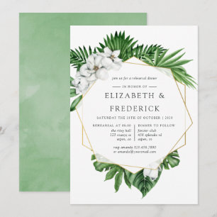 Tropical Greenery Geometric Rehearsal Dinner Invitation