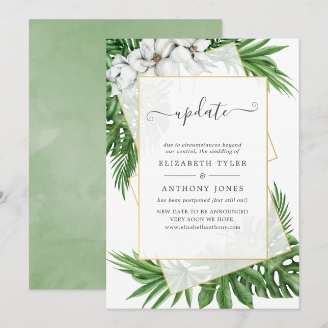 Tropical Greenery Geometric Summer Wedding Update Invitation (Front/Back)