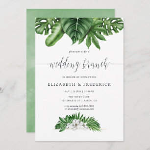 Tropical Greenery Geometric Wedding Brunch Invite