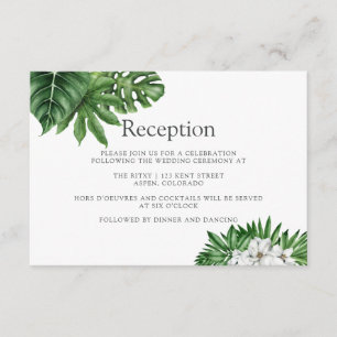 Tropical Greenery Geometric Wedding Reception Enclosure Card