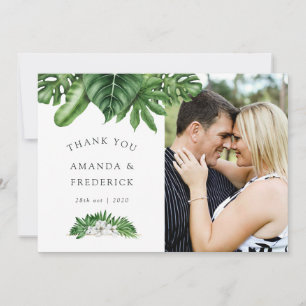 Tropical Greenery Geometric Wedding Thank You