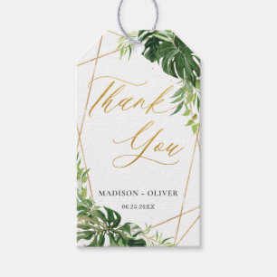 Tropical Greenery Gold Geometric Favour Thank You  Gift Tags
