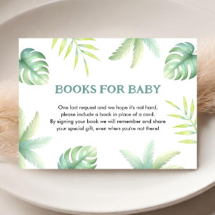 Tropical Greenery Green Watercolor Book For Baby Enclosure Card