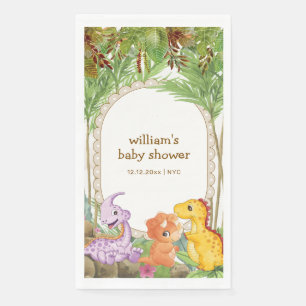 Tropical Greenery Jungle Dinosaur Baby Shower Napkin