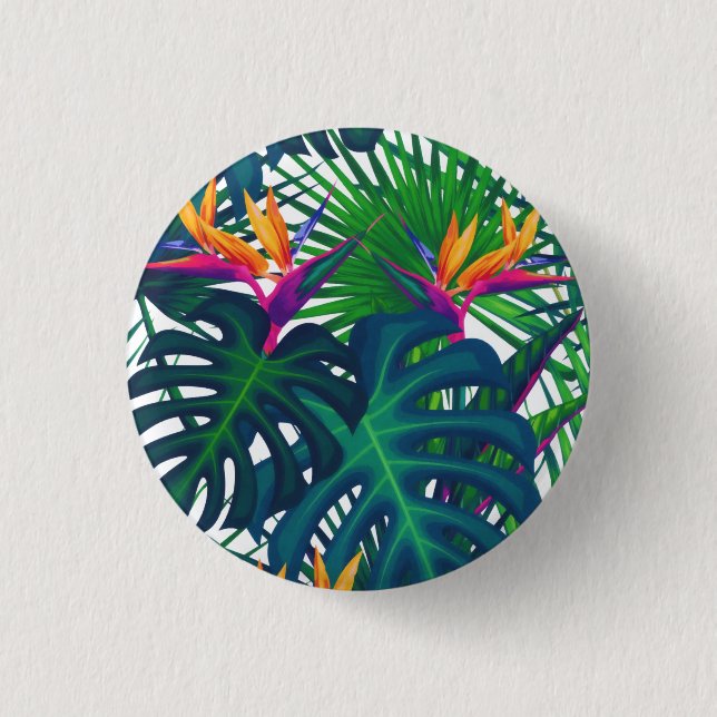 Tropical Greenery Jungle Leaves Paradise  3 Cm Round Badge (Front)