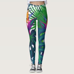 Tropical Greenery Jungle Leaves Paradise Leggings