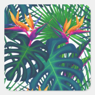 Tropical Greenery Jungle Leaves Paradise  Square Sticker