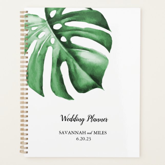 Tropical Greenery Leaf Wedding/Event Planner Book (Front)