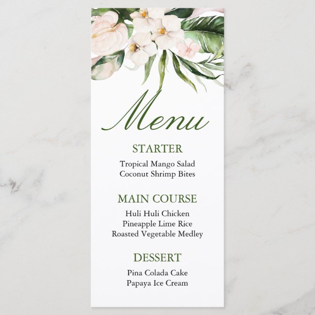 Tropical Greenery Menu Card (Front)