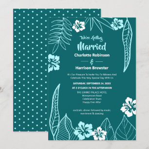 Tropical  Greenery Modern Turquoise Teal Wedding Invitation