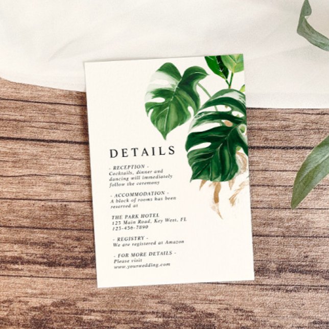 Tropical Greenery Modern Wedding Details Enclosure Card (Creator Uploaded)