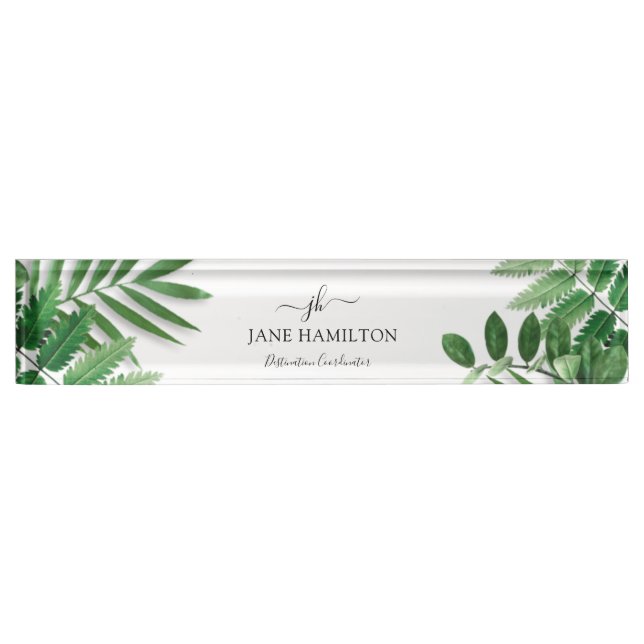 Tropical Greenery Monogram Nameplate (Front)