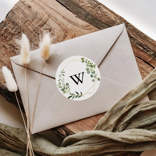 Tropical Greenery Monogram Wedding Envelope Seals (Creator Uploaded)